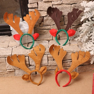 Christmas reindeer antler headbands with brown ears for holiday party decorations