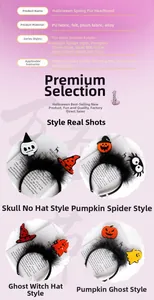 Detail showing four styles of Halloween headbands with ghosts, pumpkins and skull motifs