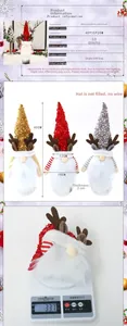 Detailed size specifications for Christmas sequined elk antlers wine bottle covers