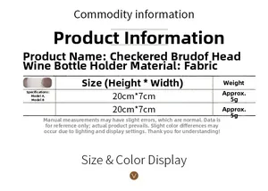 Size chart for Christmas red and black plaid Rudolph wine bottle cover decorations