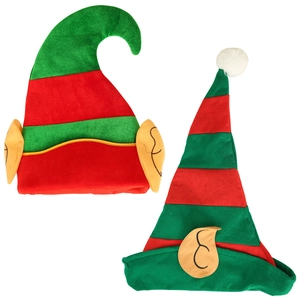 Christmas Elf Hat Red Green Striped Festive Party Decoration Hat With Elf Ears For Holiday Costume Cosplay Accessories