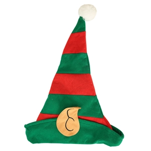 Christmas elf hat in red and green stripes with ears for holiday party costumes