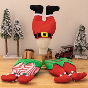 Chapeau de Noël Drôle Jambes d'Elfe Créatives Jambes de Père Noël Inversées Chapeau de Costume de Fête Coiffe de Vacances