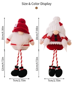 Size and color display of Christmas heart gnomes with knitted hats and long white beards
