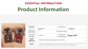 Detailed size and weight information for creative fabric Christmas wine bottle covers