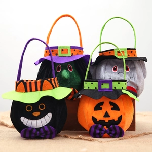 Halloween Pumpkin Gift Bag Witch Black Cat Vampire Cloth Candy Pouch For Kids Party Trick Or Treat Holiday Decoration