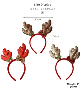 Size chart showing dimensions of 21x24cm and 21g weight for glitter antler headbands