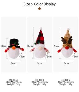 Maattabel met afmetingen en gewicht voor drie feestelijke pluche kerstkabouters