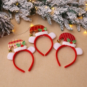 Christmas Mini Curved Hat Headband With Gold Bell And Holly For Kids Adults Festive Party Hair Accessory Red Plaid Polka Dot Christmas Decorations