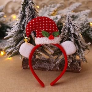 Christmas headband with red knit hat and white snowflake pattern for holiday party decor