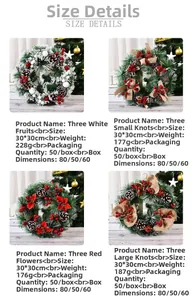 Size chart showing dimensions and specifications for four styles of Christmas wreaths