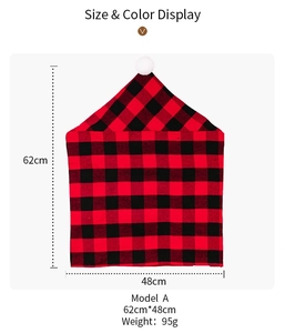 Size specifications for red and black plaid Christmas hat chair cover, 62cm x 48cm