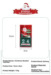 Detailed specs of the wooden Christmas countdown calendar with Santa Claus and gift box