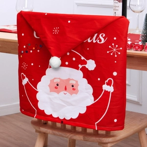 Housse de chaise de Noël rouge avec imprimé Père Noël et motif de flocons de neige festifs