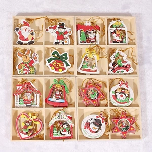 Nordic Wooden Christmas Hanging Ornaments Reindeer Snowman Santa Claus Tree Decorations For Holiday Home Party Decor