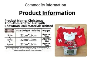 Detailed view of red knitted Christmas reindeer gift bag with precise weight and dimensions