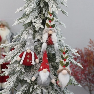 Christmas Tree Gnome Pendant Faceless Doll Hanging Ornaments Nordic Fabric Plush Gonk For Holiday Party Home Decoration