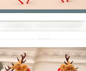 Physical details of Christmas reindeer headband with brown antlers and red plush fabric