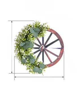 Vue détaillée de la couronne de roue de bienvenue avec verdure et dimensions précises