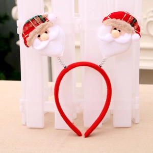 Cerchietto natalizio con Babbo Natale su molle e tessuto felpato rosso per feste