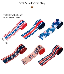 Set di 6 nastri bandiera americana con motivi USA per decorazioni del 4 luglio
