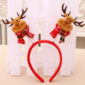 Cerchietto natalizio con renne e velluto rosso per decorazioni di feste di Natale