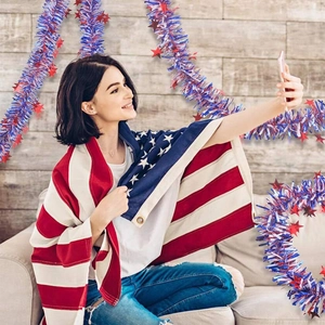 Patriotic USA flag banner with stars and stripes for Independence Day party decorations