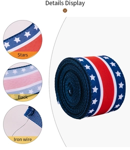 Dettagli del nastro bandiera USA con stelle, retro e bordo in filo di ferro
