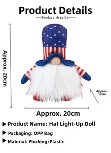 Detailed size specifications for American flag glowing gnome doll 20x20x10cm