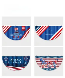 Detail view of 4th of July bunting flags with stars, stripes, and gnome prints
