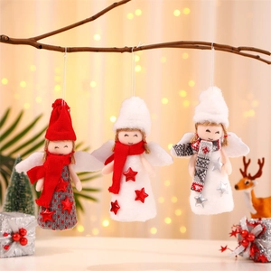 Trois poupées anges de Noël en peluche avec ailes et paillettes pour le sapin