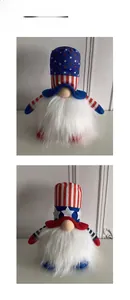 Close-up of patriotic gnome plush decor with red white and blue star pattern