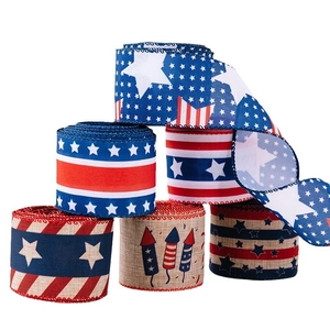 Set di 6 nastri patriottici del 4 luglio con stelle e strisce per decorazioni per feste