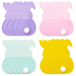 16-piece felt Easter bunny cutlery holders set in pink, purple, blue, and yellow colors