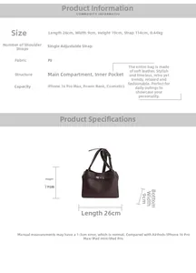 Spécifications détaillées de taille et structure interne du sac seau en cuir
