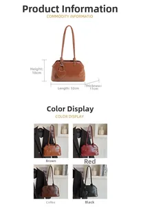 Tabla de tallas de bolso tote retro de PU brillante con colgante de corazón en cuatro colores