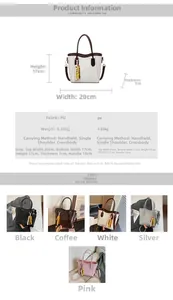 Tabla de dimensiones y selección de colores para el bolso de hombro estilo vintage