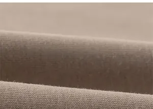 Close-up of khaki knitted cotton fabric texture showing fine stitching and soft surface
