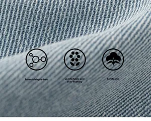 Vue macro détaillée de la texture denim bleu clair doux et de la qualité douce pour la peau