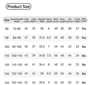 Size chart for girls plaid top and casual pants summer set with detailed measurements