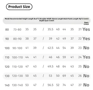 Detailed size chart for kids sweatshirt and sweatpants set showing measurements and age groups