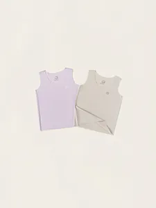 Ensemble débardeurs sans manches enfant en coloris lavande douce et beige clair