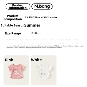 Vue détaillée des t-shirts d'été en coton pour filles montrant les textures des tissus