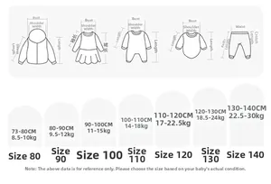 Detailed sizing chart for girls' casual pants including height and weight measurements