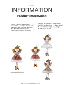 Detailed view of plush angel girl dolls in pink, white, and grey with sequin wings