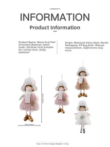 Detailed view of pink and white angel doll ornament with plush scarf and glitter star