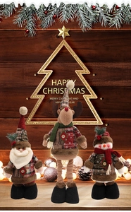 Dreiteiliges Weihnachtsfiguren-Set mit Weihnachtsmann, Rentier und Schneemann aus Stoff