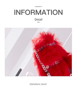 Detailed close-up of red plush doll fabric with shimmering silver round sequins