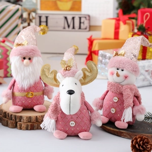 Bambole di Peluche di Natale Rosa Renna Pupazzo di Neve Babbo Natale Ornamenti Paillettes Stile Nordico Decorazioni per la Casa