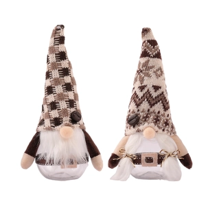 Gnome Christmas candy jars with knitted hats and transparent round storage containers